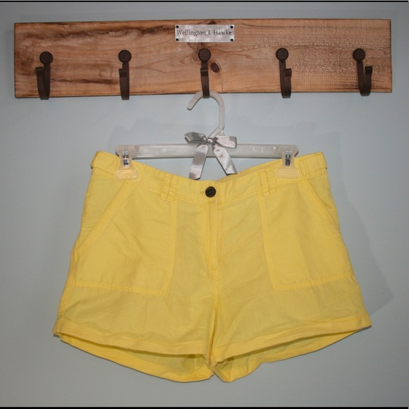 Yellow Linen Shorts - Picture 2 of 3
